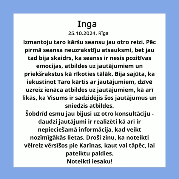 Karina Arsenjana atsauksmes Astrologs riga Taro zilesana zilniece riga horoskops zīlēšana 