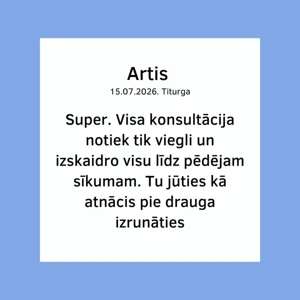 

Отзыв клиента из Титурги о консультации Karina Arsenjana - астролога таролога в Риге и онлайн. Чувствуешь себя легко, как с другом говоришь. Объясняет всё до мелочей.